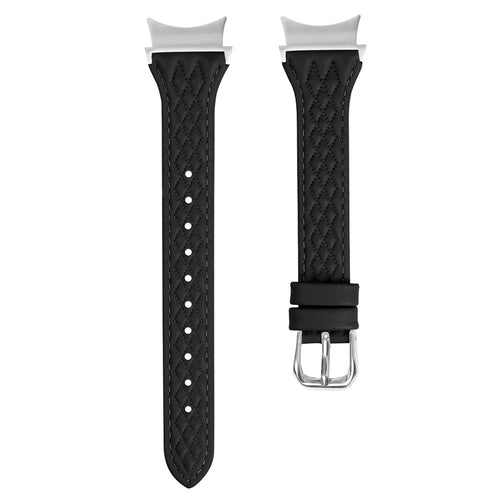 For Samsung Galaxy Watch FE 40mm / Watch4 / Watch5 / Watch4 Classic / Watch4 Active / Watch5 Active / Watch5 Pro Rhombus Watchband - Black - 1