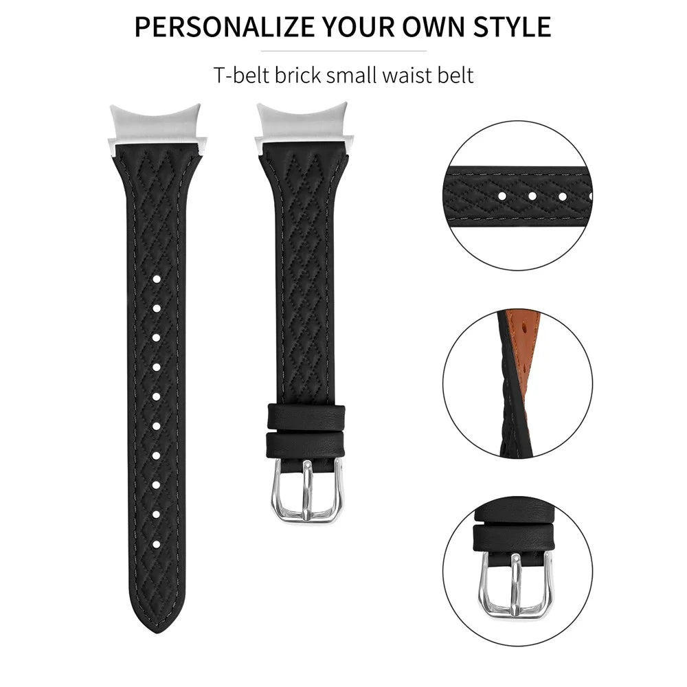 For Samsung Galaxy Watch FE 40mm / Watch4 / Watch5 / Watch4 Classic / Watch4 Active / Watch5 Active / Watch5 Pro Rhombus Watchband - Black - 3