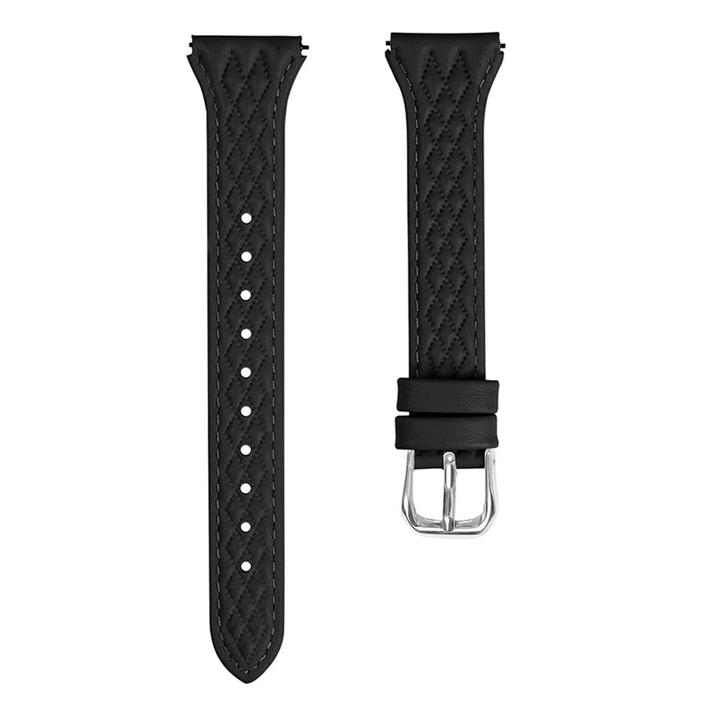 Watch Strap for Huami Amazfit Cheetah Pro Rhombus Imprinted Genuine Cow Leather Band - Black - 1
