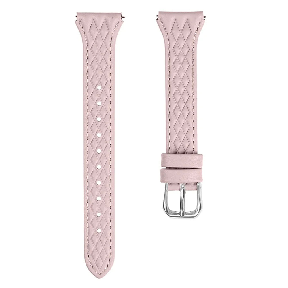 For LG Watch Sport Replacement Band Rhombus Imprinted Genuine Cow Leather Watch Strap - Pink - 1