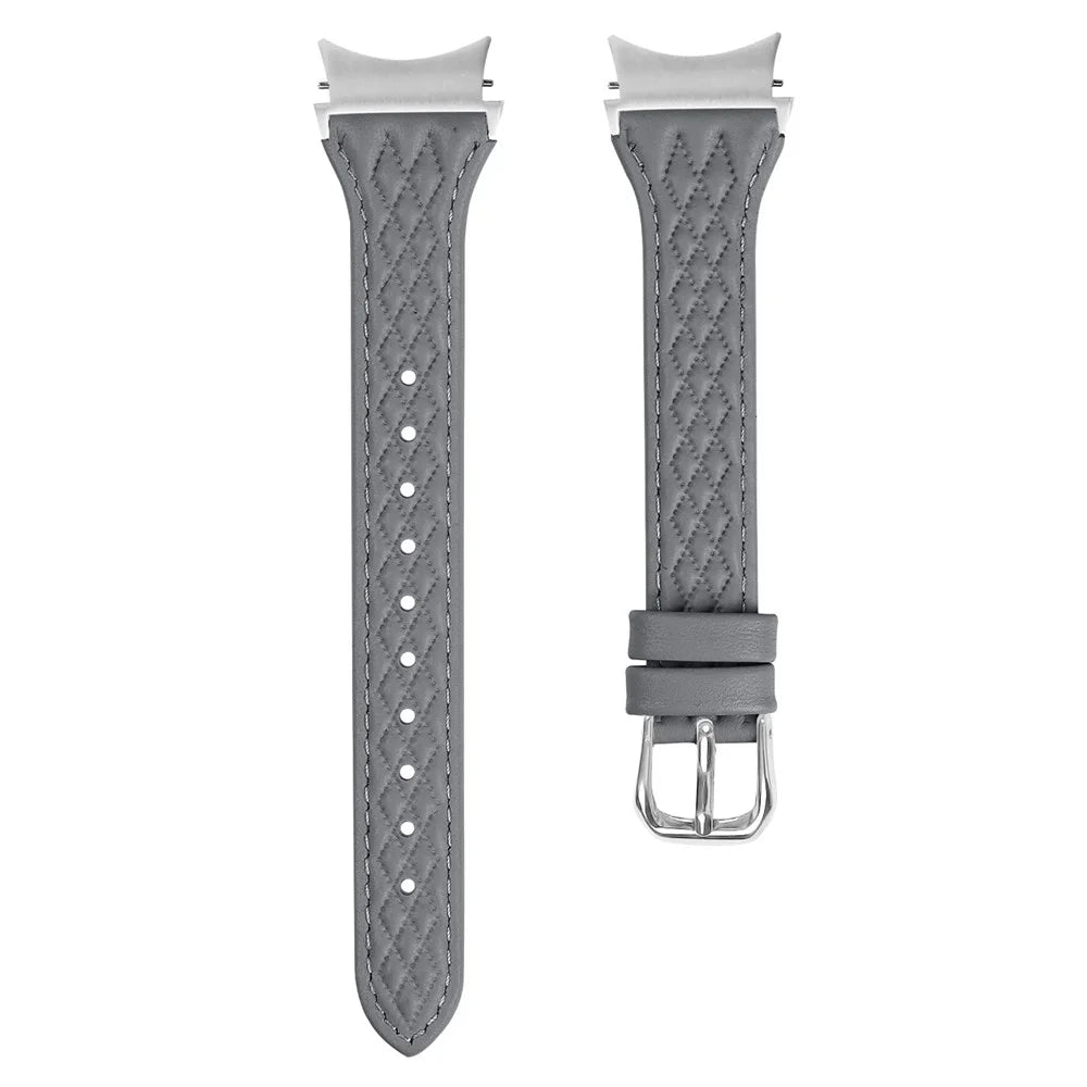For Samsung Galaxy Watch6 40mm / 44mm / Watch6 Classic 43mm / 47mm Watch Strap Top-Layer Cow Leather Watchband - Grey - 1