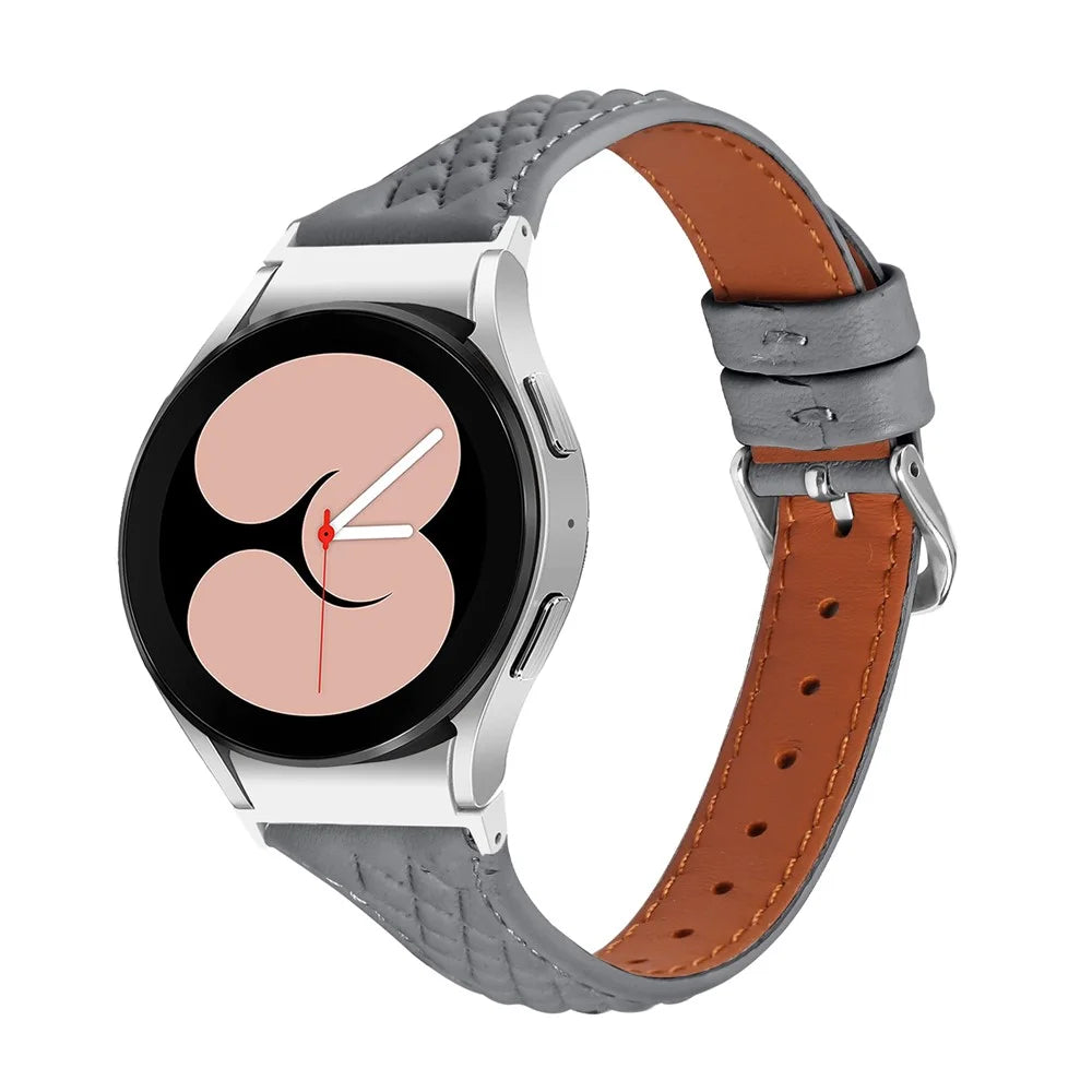 For Samsung Galaxy Watch6 40mm / 44mm / Watch6 Classic 43mm / 47mm Watch Strap Top-Layer Cow Leather Watchband - Grey - 2