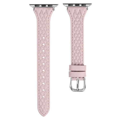 For Apple Watch Series 11 10 42mm / 9 8 7 41mm / SE3 SE2 SE 6 5 4 40mm / 3 2 1 38mm Watch Band Top-Layer Cow Leather Strap - Pink - 1