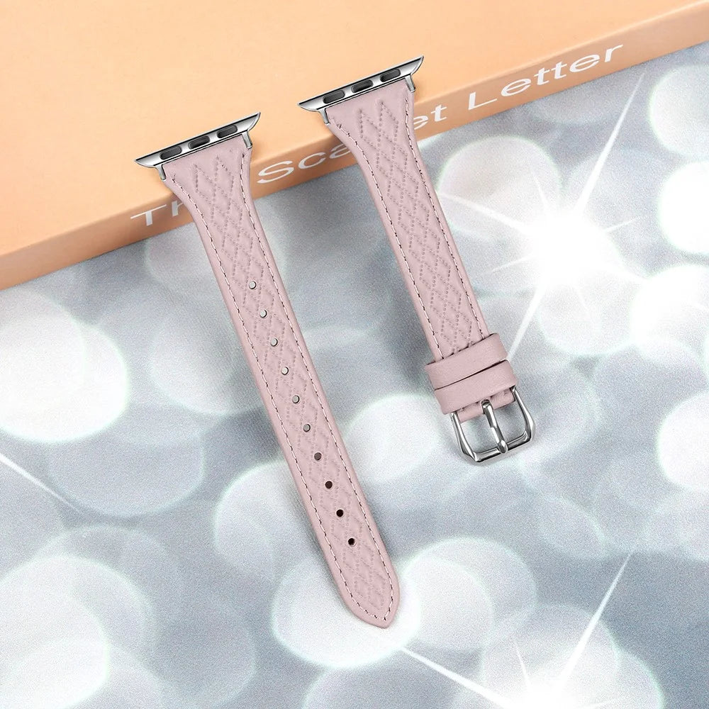 For Apple Watch Series 11 10 42mm / 9 8 7 41mm / SE3 SE2 SE 6 5 4 40mm / 3 2 1 38mm Watch Band Top-Layer Cow Leather Strap - Pink - 4
