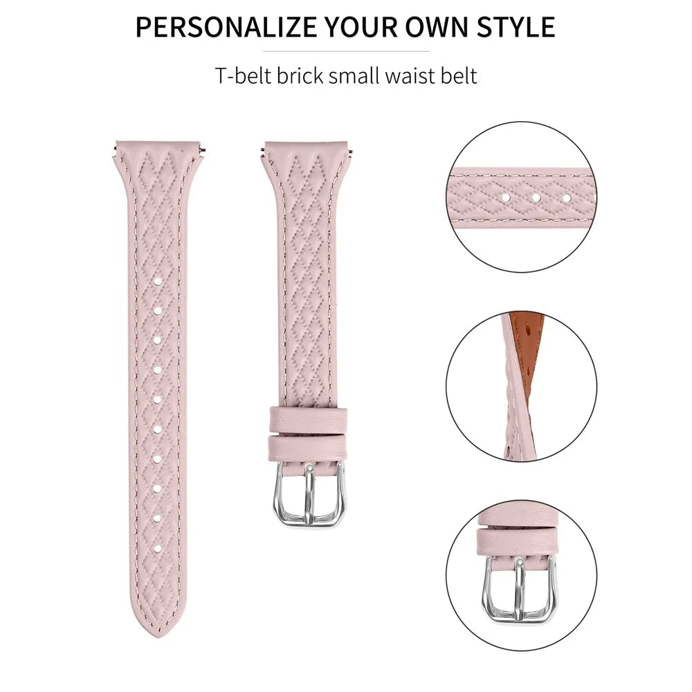 For Samsung Galaxy Watch FE 40mm / Watch4 / Watch4 Classic / Watch4 Active / Watch 5 / 5 Pro Top-Layer Cow Leather Watch Band - Pink - 2