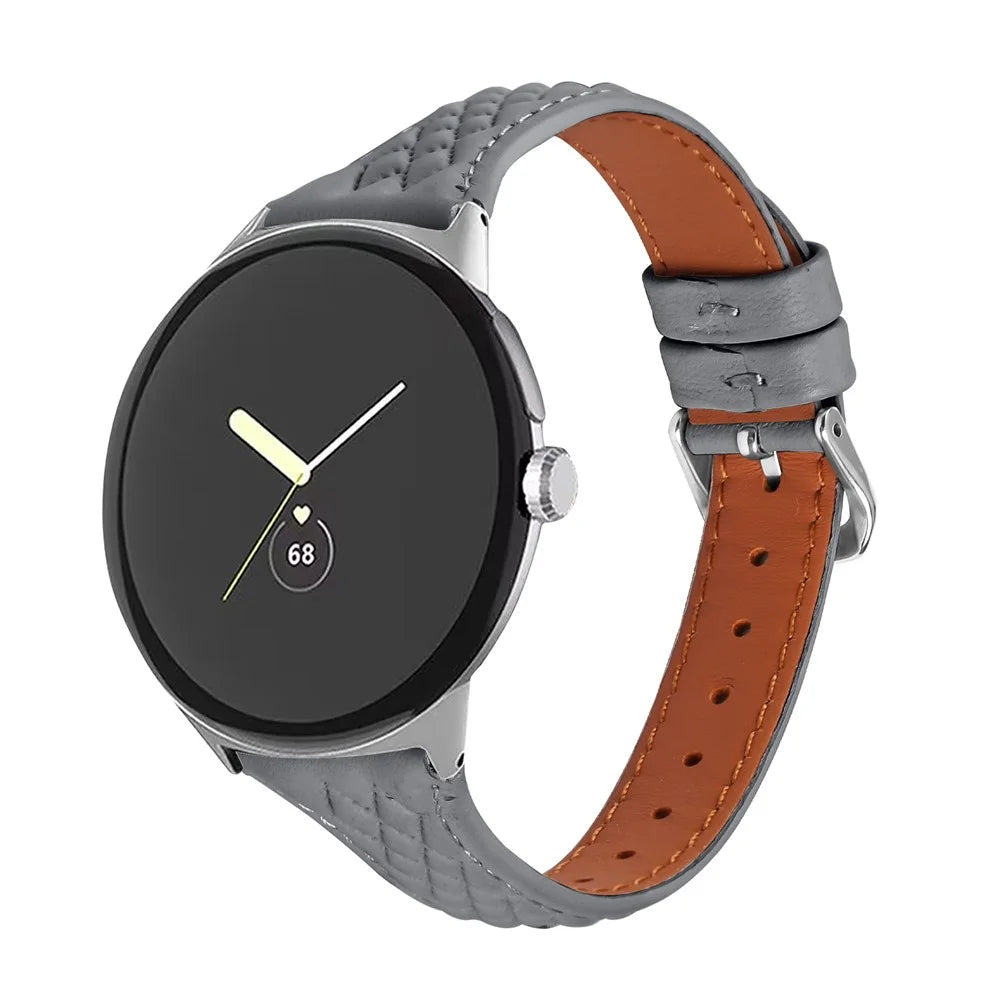 For Google Pixel Watch 4 41mm / Watch 3 41mm / Watch 2 / Watch Watchband Top-Layer Cow Leather Watch Band - Grey - 2