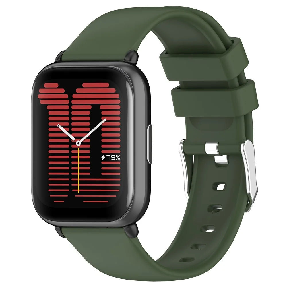 For Huami Amazfit Active / GTS 4 Mini Silicone Watch Band 20mm Replacement Strap - Army Green - 2