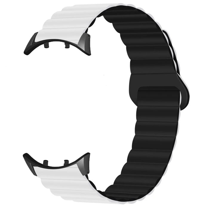 For vivo Watch 3 Magnetic Sport Loop Watch Band Silicone Dual Color Strap - White+Black - 2