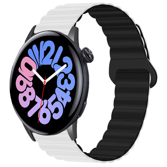 For vivo Watch 3 Magnetic Sport Loop Watch Band Silicone Dual Color Strap - White+Black - 3