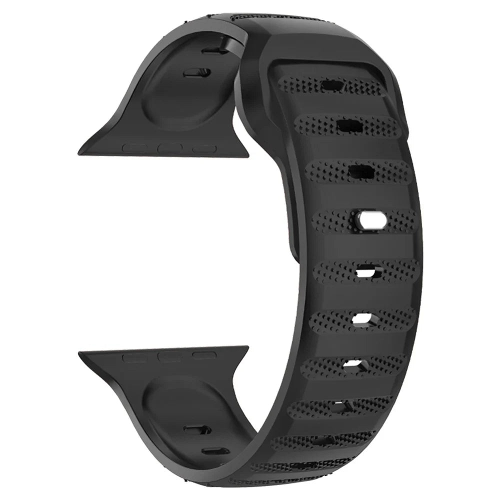 For Apple Watch Ultra 3 2 1 49mm / Series 11 10 46mm / 9 8 7 45mm / SE3 SE2 SE 6 5 4 44mm / 3 2 1 42mm Fluororubber Watch Band - Black - 1