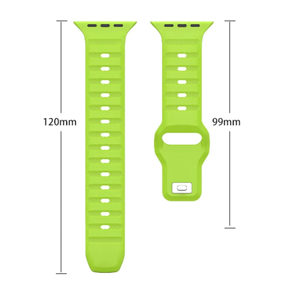 For Apple Watch Ultra 3 2 1 49mm / Series 11 10 46mm / 9 8 7 45mm / SE3 SE2 SE 6 5 4 44mm / 3 2 1 42mm Fluororubber Watch Band - Black - 6
