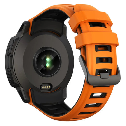 For Garmin Instinct 2X Silicone Watch Straps Dual Color Wrist Band - Orange+Black - 1