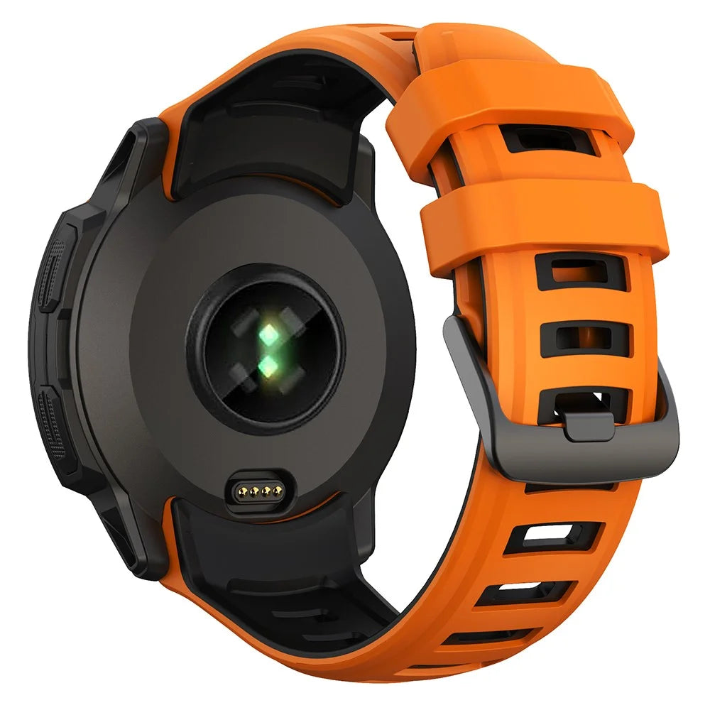 For Garmin Instinct 2X Silicone Watch Straps Dual Color Wrist Band - Orange+Black - 1