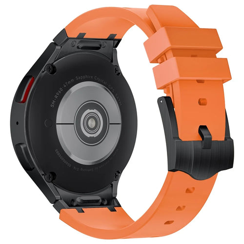 For Samsung Galaxy Watch FE 40mm / Watch4 / Watch 5 / Watch6 Watch Strap AP Silicone Band Waterproof - Black Buckle+Orange - 1