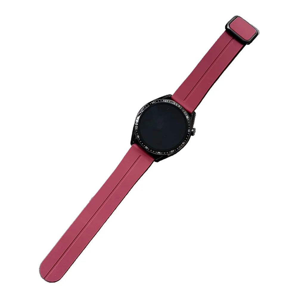 For Samsung Gear Sport / Garmin Garminactive 5 Watch Band 20mm Waterproof Soft Silicone Strap - Wine Red - 1