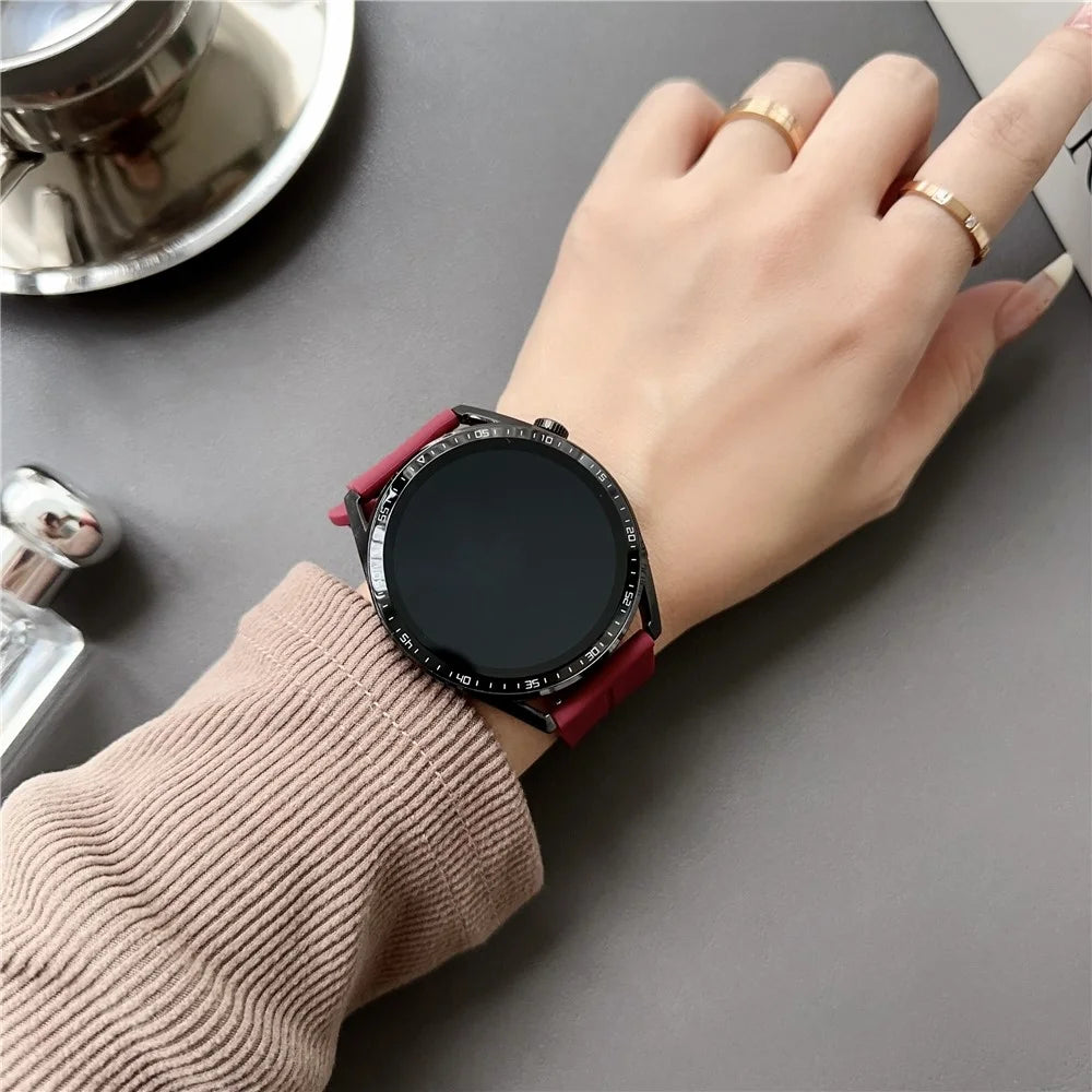 For Samsung Gear Sport / Garmin Garminactive 5 Watch Band 20mm Waterproof Soft Silicone Strap - Wine Red - 3