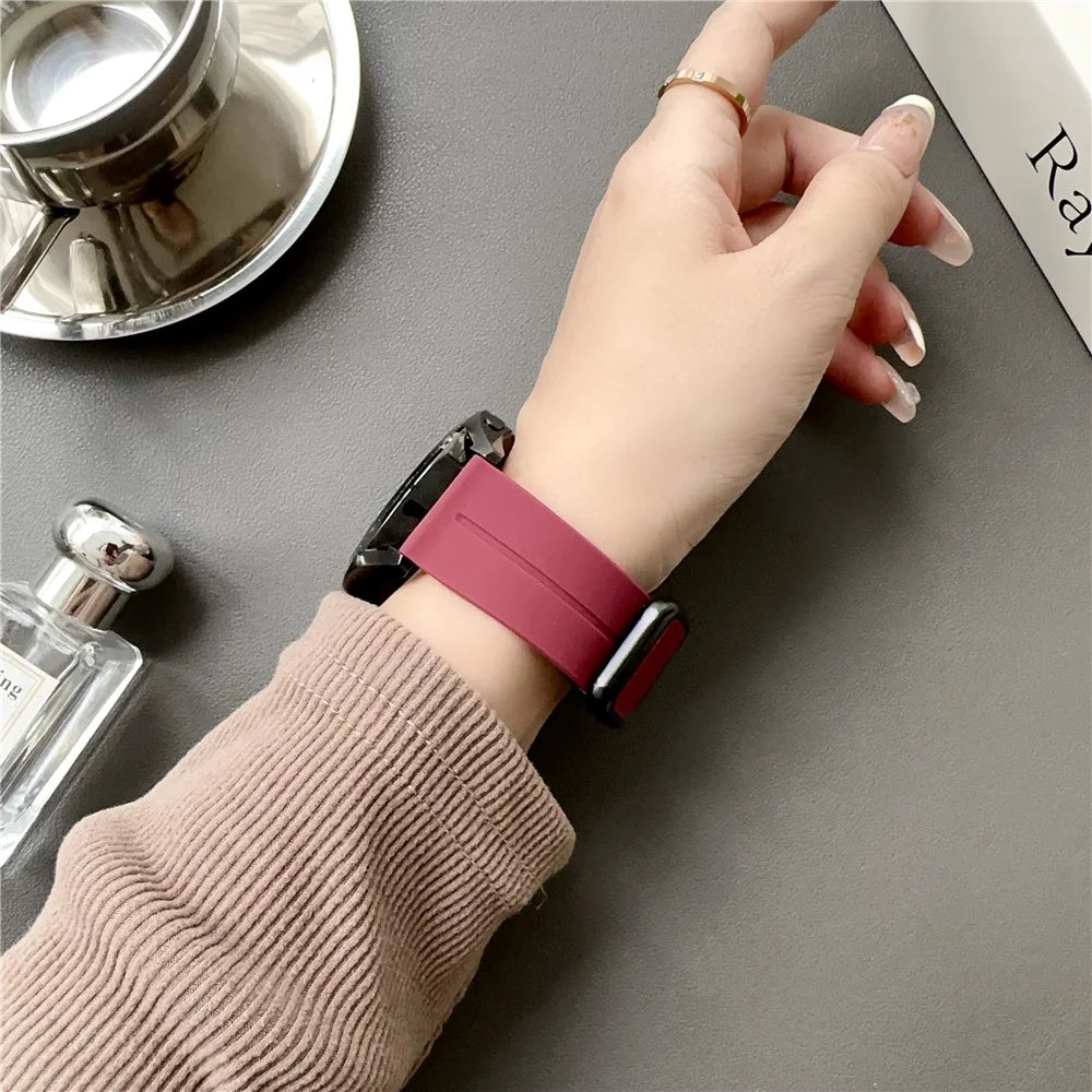 For Samsung Gear Sport / Garmin Garminactive 5 Watch Band 20mm Waterproof Soft Silicone Strap - Wine Red - 4