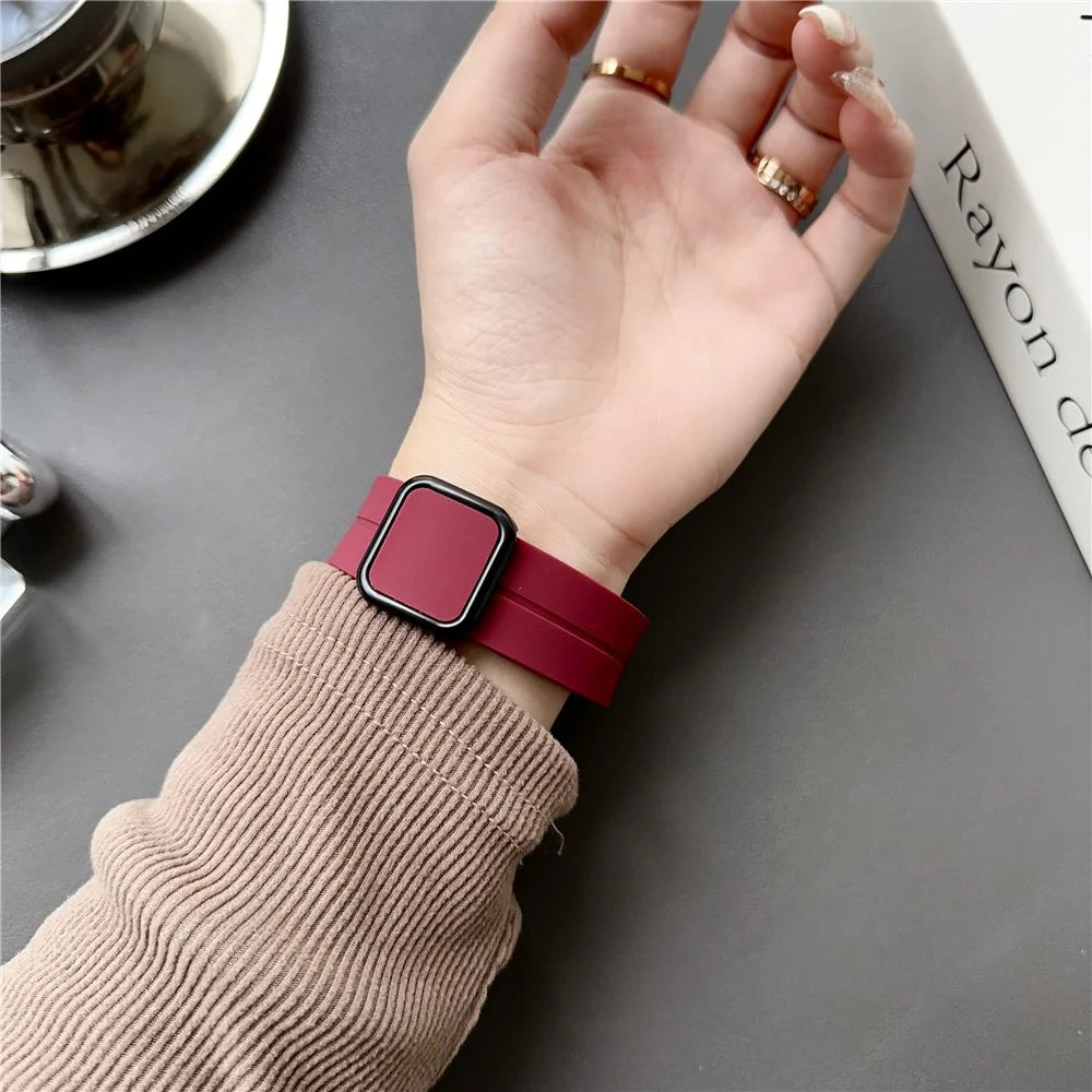 For Samsung Gear Sport / Garmin Garminactive 5 Watch Band 20mm Waterproof Soft Silicone Strap - Wine Red - 5