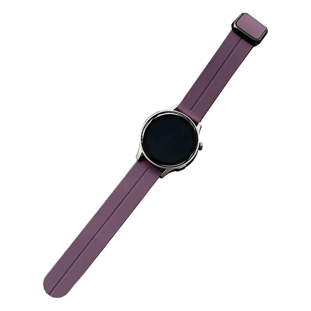 For Samsung Gear S3 Classic / Garmin Vivoactive 4 Silicone Magnetic Strap 22mm Watch Band - Dark Purple - 1