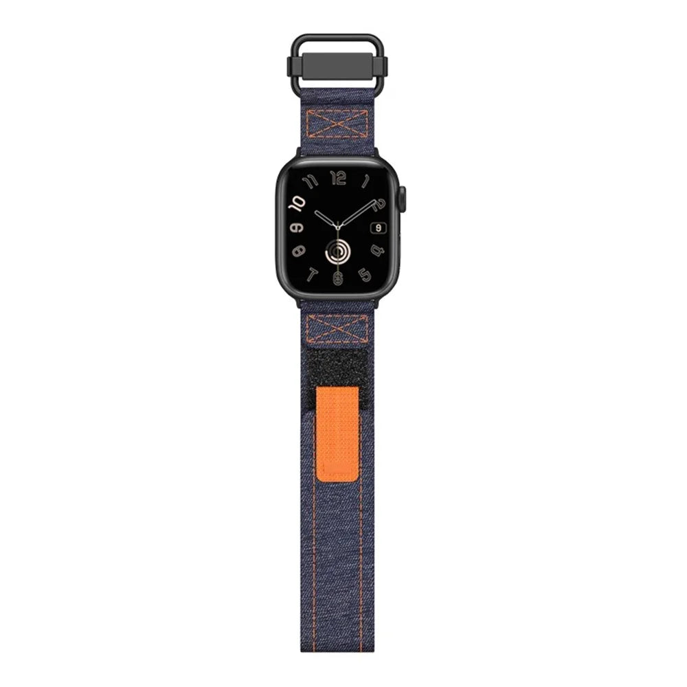 For Apple Watch Series 11 10 42mm / 9 8 7 41mm / SE3 SE2 SE 6 5 4 40mm / 3 2 1 38mm Nylon Watch Strap - Jean Blue - 1