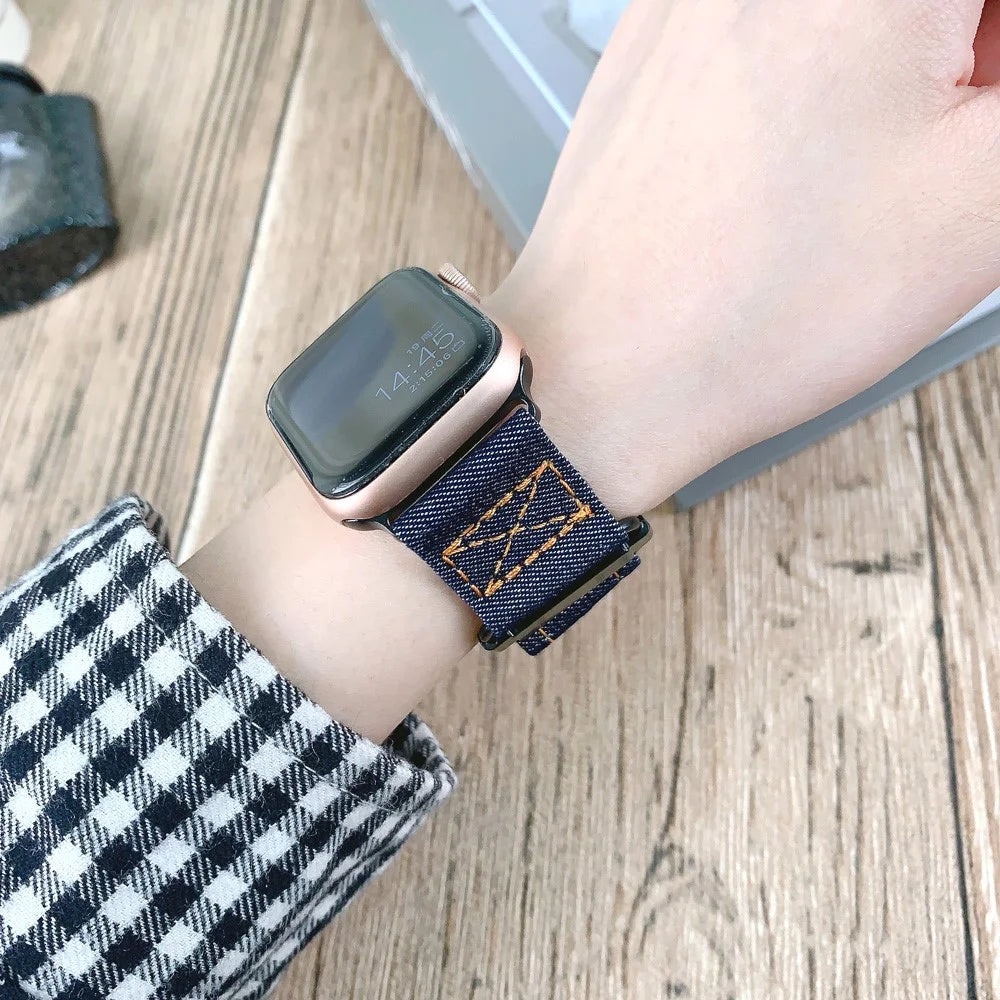 For Apple Watch Series 11 10 42mm / 9 8 7 41mm / SE3 SE2 SE 6 5 4 40mm / 3 2 1 38mm Nylon Watch Strap - Jean Blue - 2