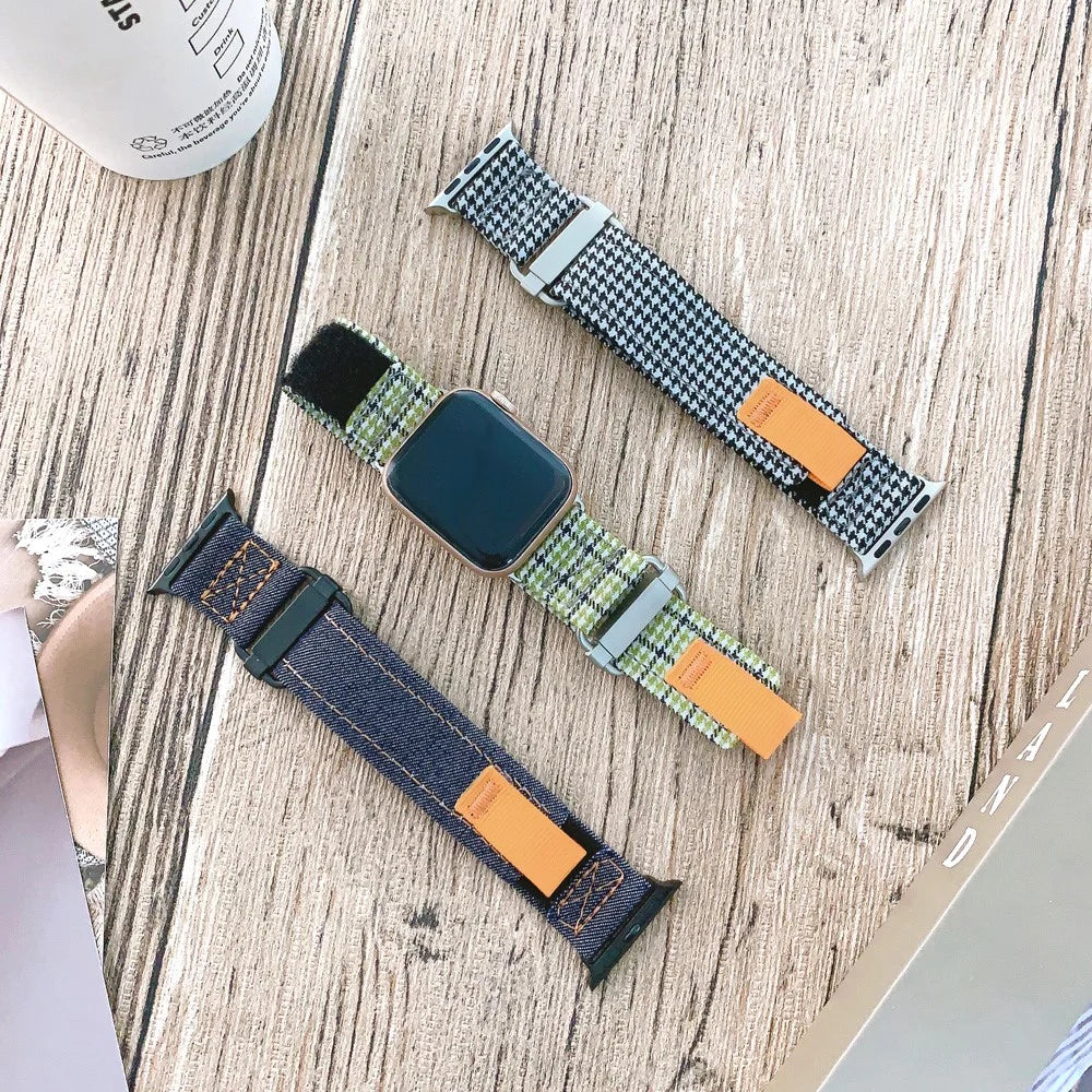 For Apple Watch Series 11 10 42mm / 9 8 7 41mm / SE3 SE2 SE 6 5 4 40mm / 3 2 1 38mm Nylon Watch Strap - Jean Blue - 4
