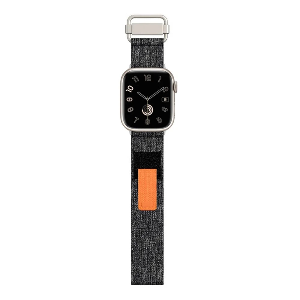 For Apple Watch Ultra 3 2 1 49mm / Series 11 10 46mm / 9 8 7 45mm / SE3 SE2 SE 6 5 4 44mm / 3 2 1 42mm Nylon Watchband - Dark Grey - 1