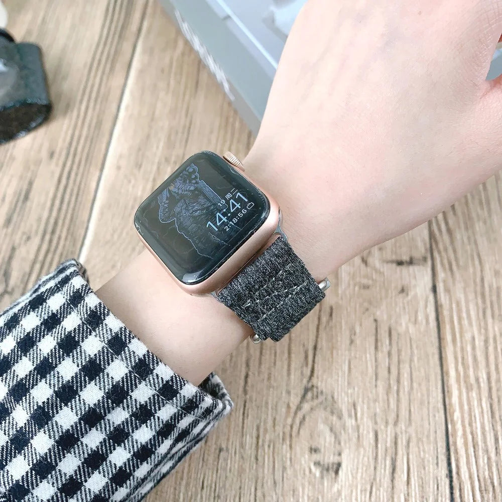 For Apple Watch Ultra 3 2 1 49mm / Series 11 10 46mm / 9 8 7 45mm / SE3 SE2 SE 6 5 4 44mm / 3 2 1 42mm Nylon Watchband - Dark Grey - 2