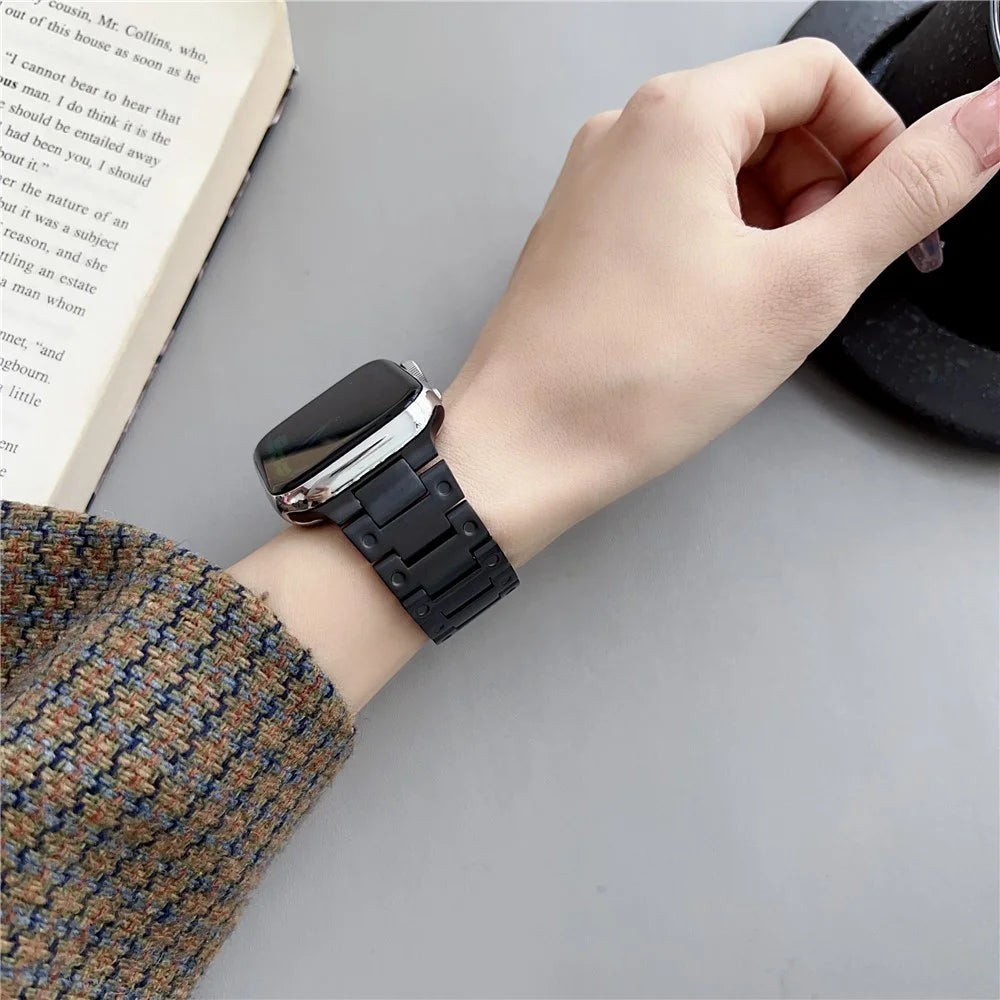 For Apple Watch Series 11 10 42mm / 9 8 7 41mm / SE3 SE2 SE 6 5 4 40mm / 3 2 1 38mm Stainless Steel Wrist Strap - Black - 3