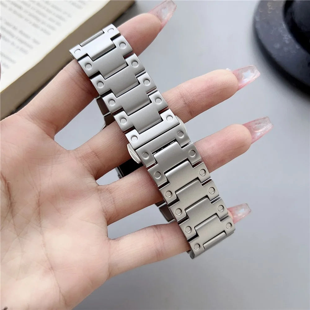For Apple Watch Series 11 10 42mm / 9 8 7 41mm / SE3 SE2 SE 6 5 4 40mm / 3 2 1 38mm Stainless Steel Wrist Strap - Black - 6