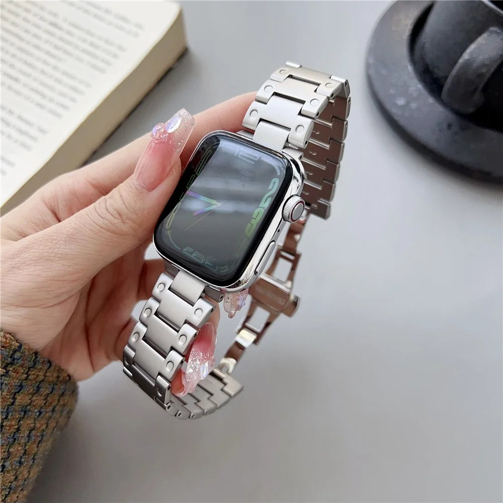 For Apple Watch Ultra 3 2 1 49mm / Series 11 10 46mm / 9 8 7 45mm / SE3 SE2 SE 6 5 4 44mm / 3 2 1 42mm Stainless Steel  Strap - Silver - 5