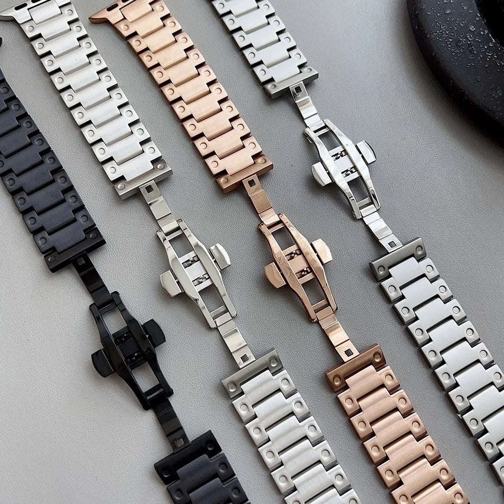 For Apple Watch Ultra 3 2 1 49mm / Series 11 10 46mm / 9 8 7 45mm / SE3 SE2 SE 6 5 4 44mm / 3 2 1 42mm Stainless Steel  Strap - Silver - 7
