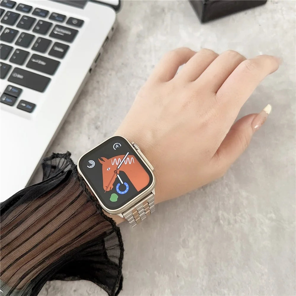 For Apple Watch Series 11 10 42mm / 9 8 7 41mm / SE3 SE2 SE 6 5 4 40mm / 3 2 1 38mm Stainless Steel Band - Gold - 3