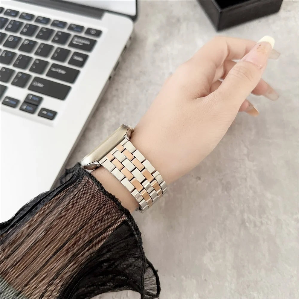 For Apple Watch Series 11 10 42mm / 9 8 7 41mm / SE3 SE2 SE 6 5 4 40mm / 3 2 1 38mm Stainless Steel Band - Gold - 4