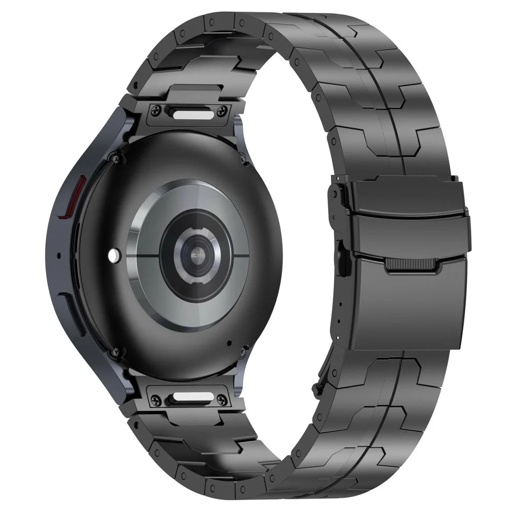 For Samsung Galaxy Watch6 40mm 44mm / Watch6 Classic 43mm 47mm Stainless Steel Band Watch Strap with Connector - Black - 1