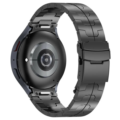 For Samsung Galaxy Watch6 40mm 44mm / Watch6 Classic 43mm 47mm Stainless Steel Band Watch Strap with Connector - Black - 1