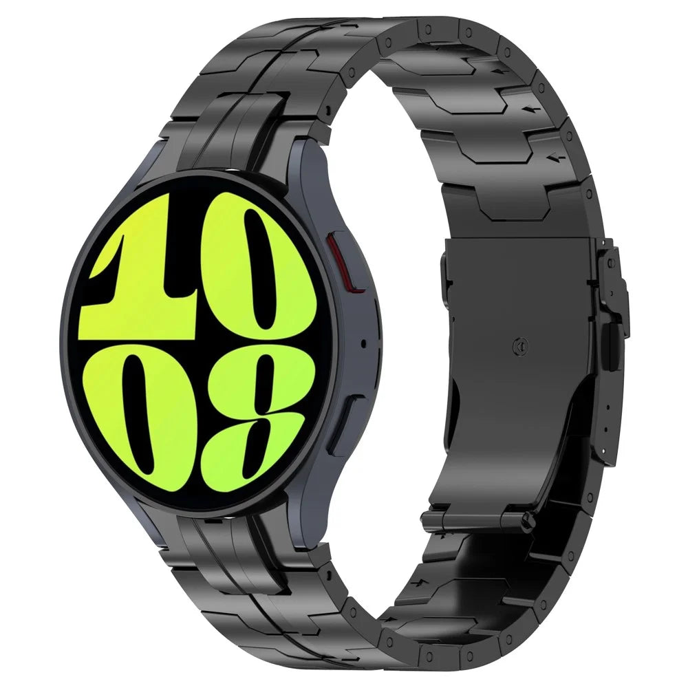 For Samsung Galaxy Watch6 40mm 44mm / Watch6 Classic 43mm 47mm Stainless Steel Band Watch Strap with Connector - Black - 2