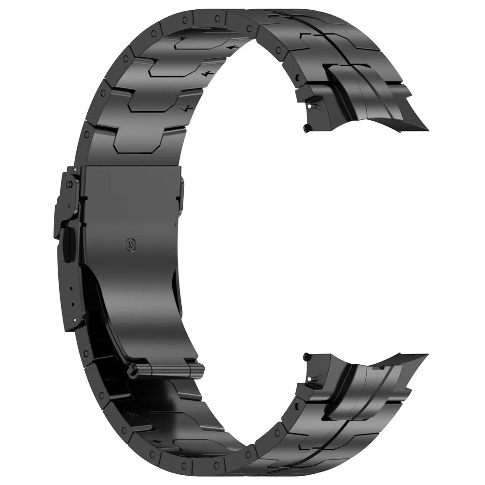 For Samsung Galaxy Watch6 40mm 44mm / Watch6 Classic 43mm 47mm Stainless Steel Band Watch Strap with Connector - Black - 3