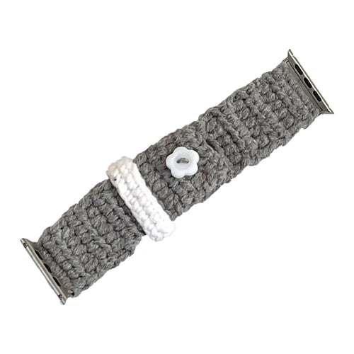 For Apple Watch Series 11 10 42mm / 9 8 7 41mm / SE3 SE2 SE 6 5 4 40mm / 3 2 1 38mm Velvet Cotton Watch Band - Grey - 1