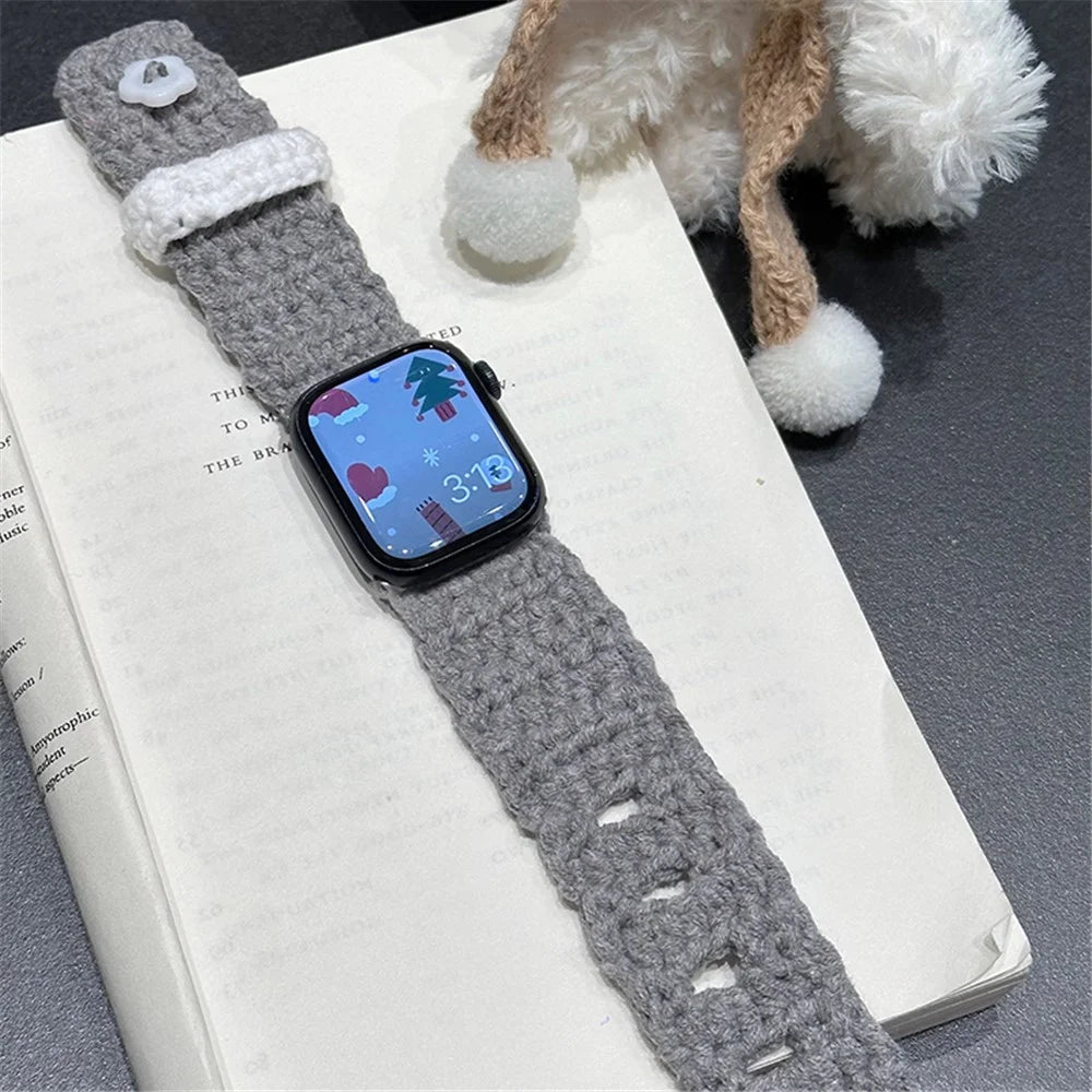 For Apple Watch Series 11 10 42mm / 9 8 7 41mm / SE3 SE2 SE 6 5 4 40mm / 3 2 1 38mm Velvet Cotton Watch Band - Grey - 2