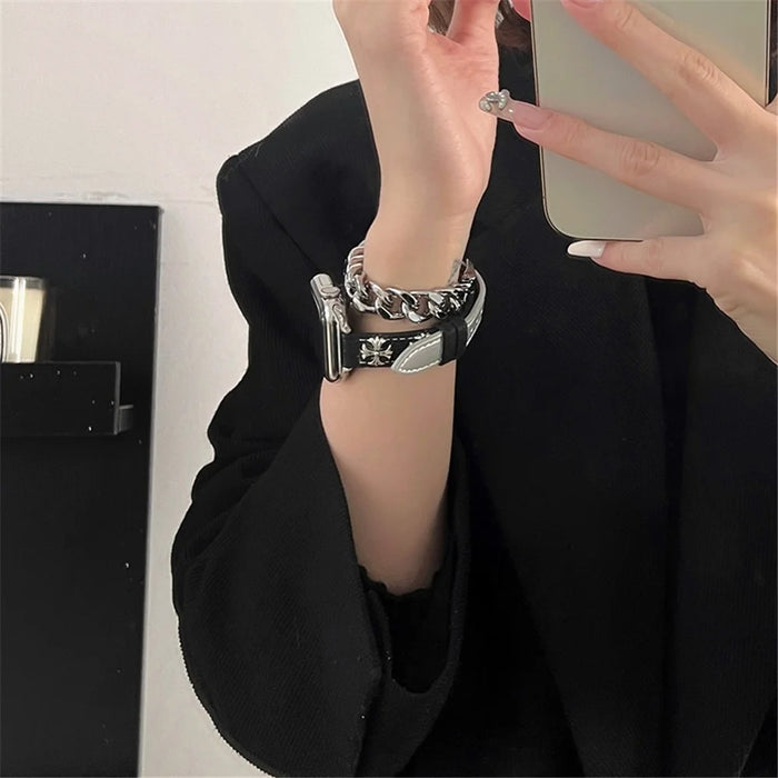 For Apple Watch Ultra 3 2 1 49mm / Series 11 10 46mm / 9 8 7 45mm / SE3 SE2 SE 6 5 4 44mm / 3 2 1 42mm Watch Band Double Loop Style - 6