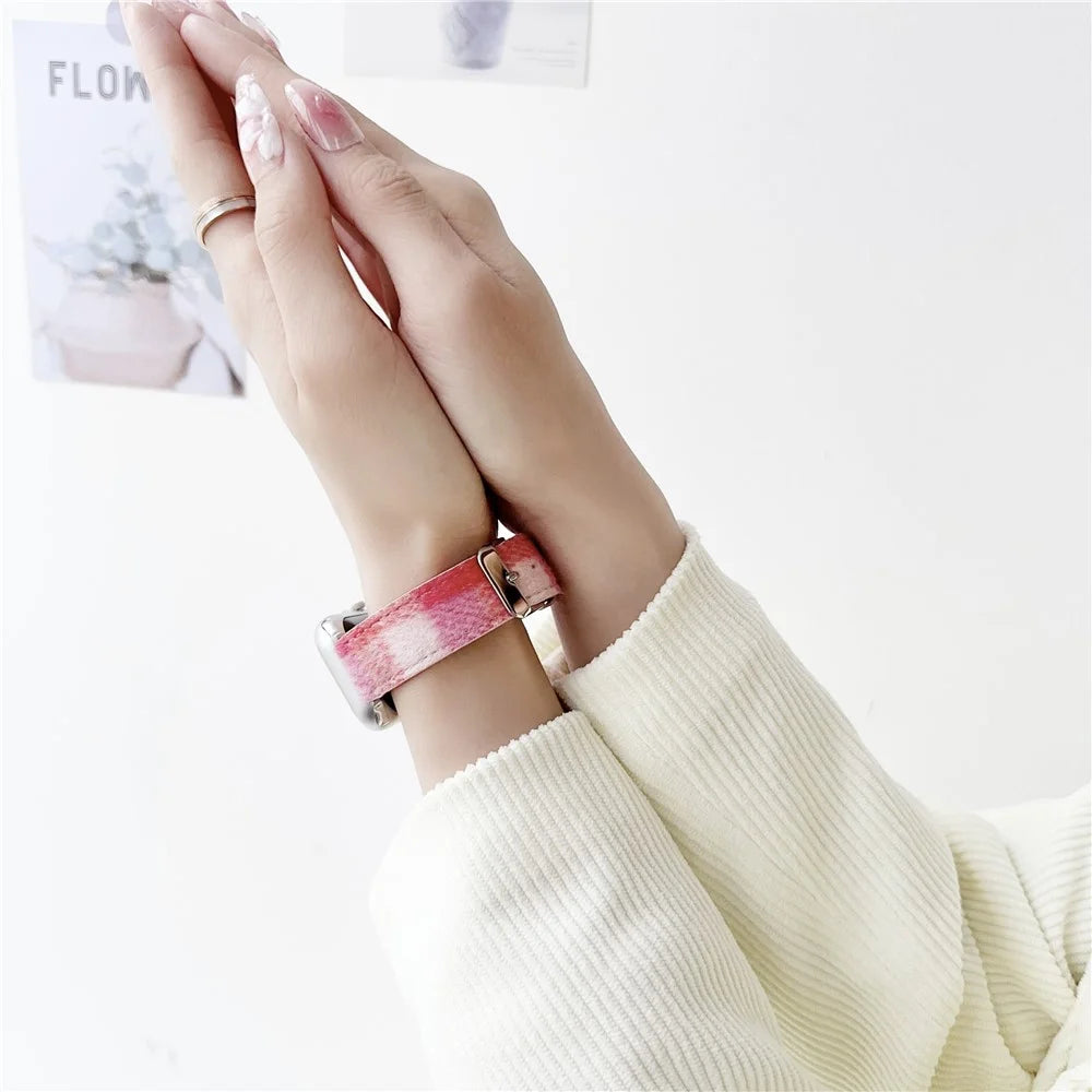 For Apple Watch Series 11 10 42mm / 9 8 7 41mm / SE3 SE2 SE 6 5 4 40mm / 3 2 1 38mm Woolen Watch Band - Pink Purple - 3