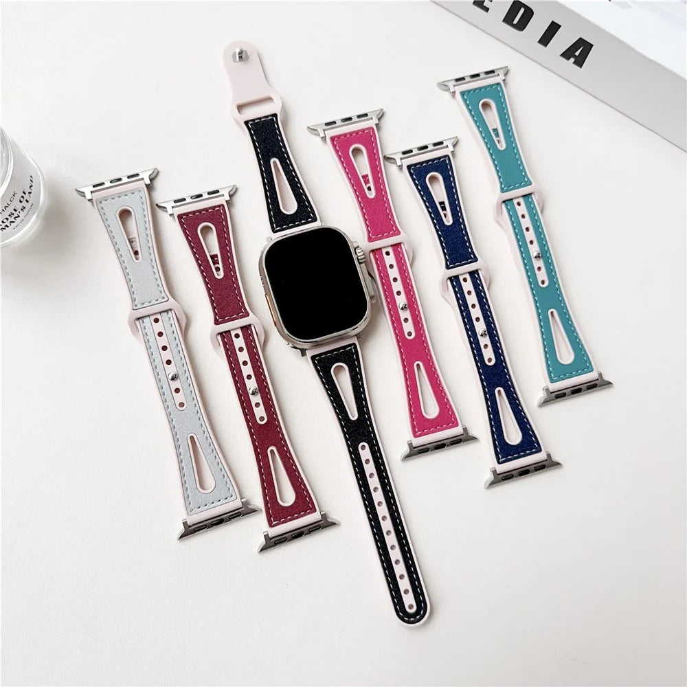 For Apple Watch Ultra 3 2 1 49mm / Series 11 10 46mm / 9 8 7 45mm / SE3 SE2 SE 6 5 4 44mm / 3 2 1 42mm Glitter Watch Strap - Navy Blue - 5