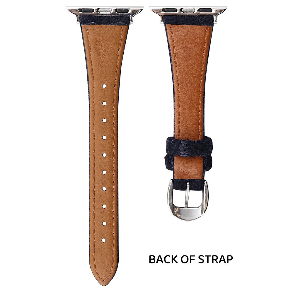 For Apple Watch Ultra 3 2 1 49mm / Series 11 10 46mm / 9 8 7 45mm / SE3 SE2 SE 6 5 4 44mm / 3 2 1 42mm Slim Woolen Watch Strap - Black - 2
