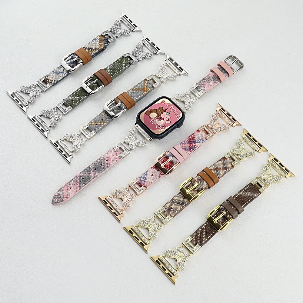 For Apple Watch Ultra 3 2 1 49mm / Series 11 10 46mm / 9 8 7 45mm / SE3 SE2 SE 6 5 4 44mm / 3 2 1 42mm Leather+Woolen Watch Strap - Green - 4