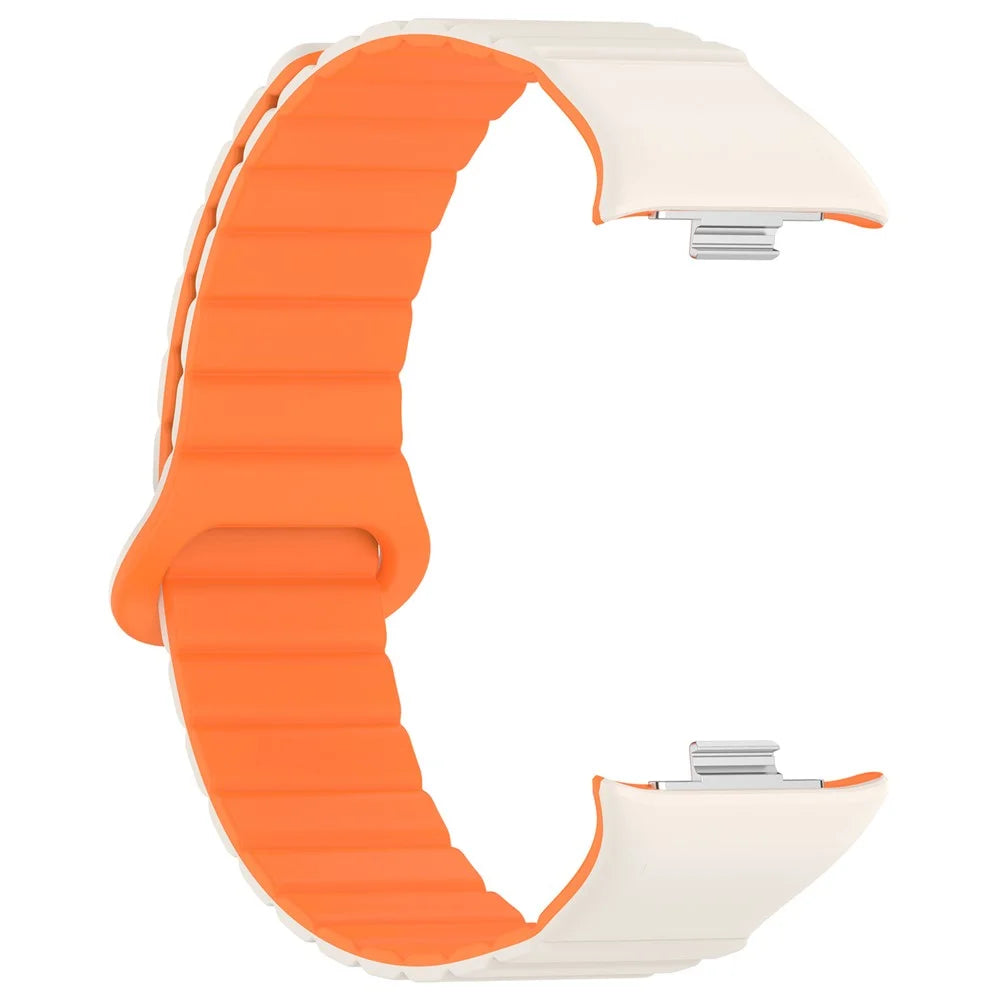 For Xiaomi Smart Band 10 Pro / 9 Pro / 8 Pro / Redmi Watch 6 / 5 / 4 Watch Band Dual Color Silicone Magnetic Wrist Strap - Starlight+Orange - 2