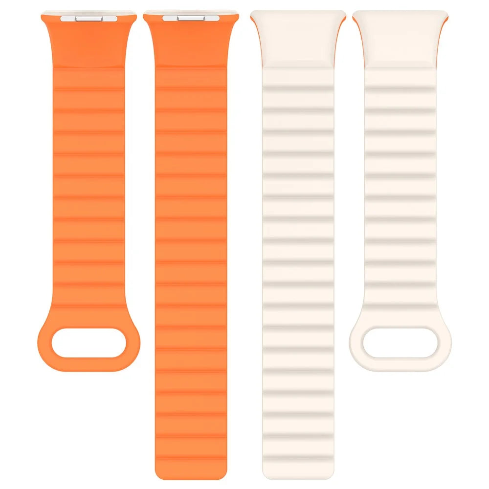 For Xiaomi Smart Band 10 Pro / 9 Pro / 8 Pro / Redmi Watch 6 / 5 / 4 Watch Band Dual Color Silicone Magnetic Wrist Strap - Starlight+Orange - 3