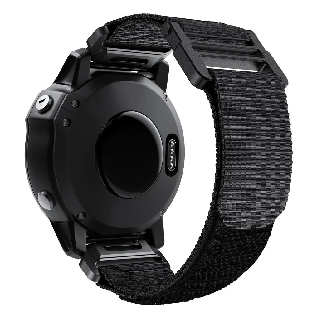 For Garmin Fenix 7X / 7X Pro 51mm / 6X QuickFit 26mm Watch Band Nylon Loop Adjustable Wrist Band - Black - 1