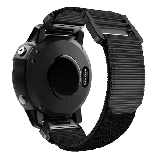 For Garmin Fenix 7X / 7X Pro 51mm / 6X QuickFit 26mm Watch Band Nylon Loop Adjustable Wrist Band - Black - 1