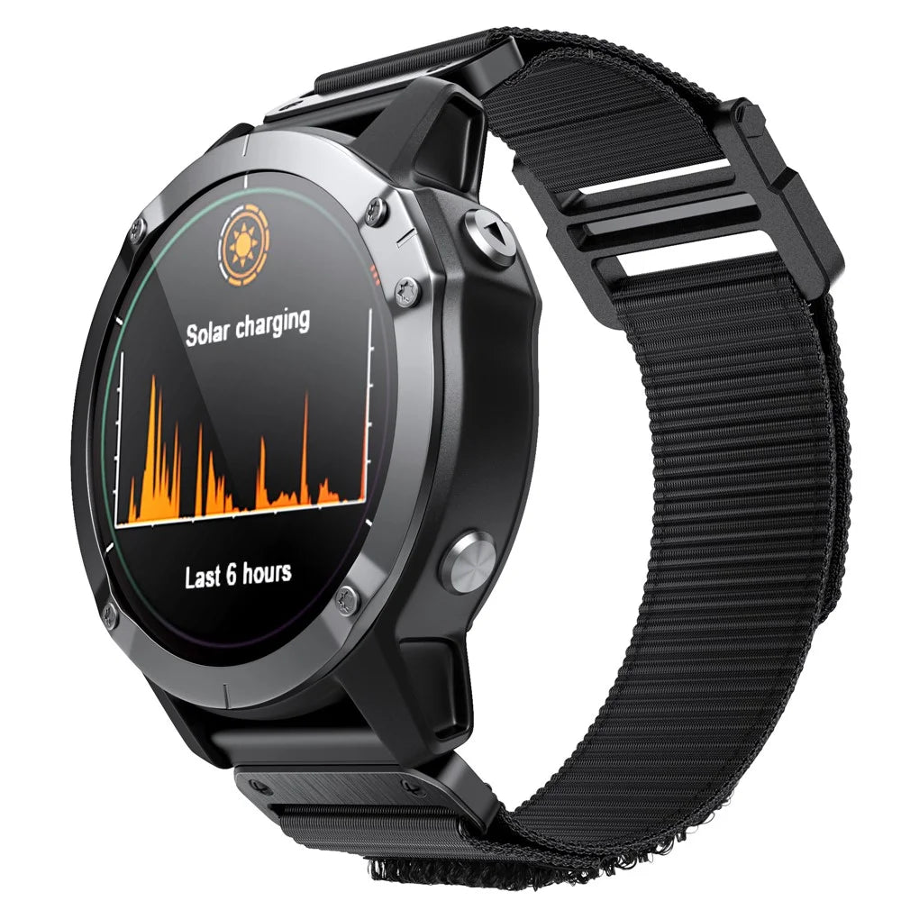 For Garmin Fenix 7X / 7X Pro 51mm / 6X QuickFit 26mm Watch Band Nylon Loop Adjustable Wrist Band - Black - 4